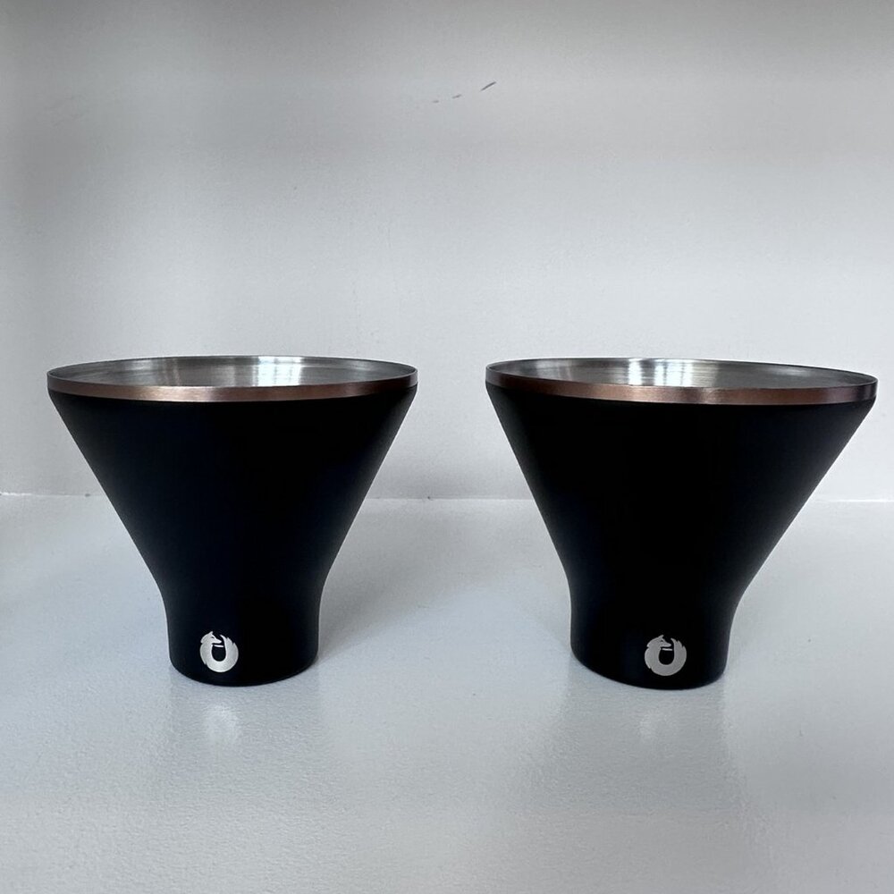 Snowfox Stainless Steel Martini Glass - Set of 2 - Black NWT